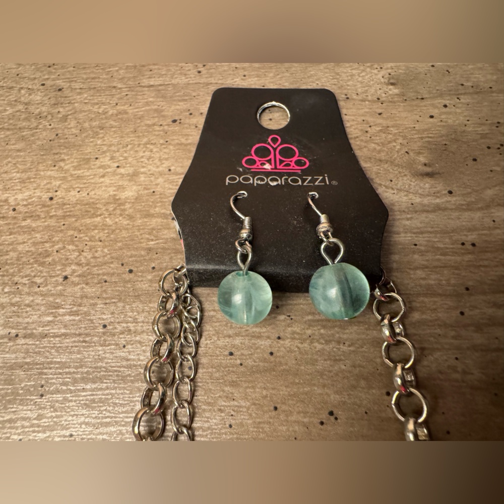 Paparazzi Turquoise Color Beaded Necklace and Earring Set - Picture 4 of 5